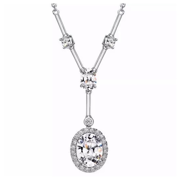 Swarovski Crystals Dainty Oval Necklace - Picture 1 of 5